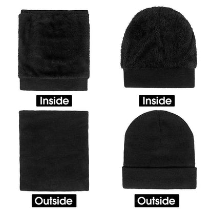 Mens Winter Beanie Hat And Neck Scarf Warmer Touch Screen Gloves Set