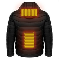 Men Heated Puffer Jacket Electric Heating Coat Insulated Hood