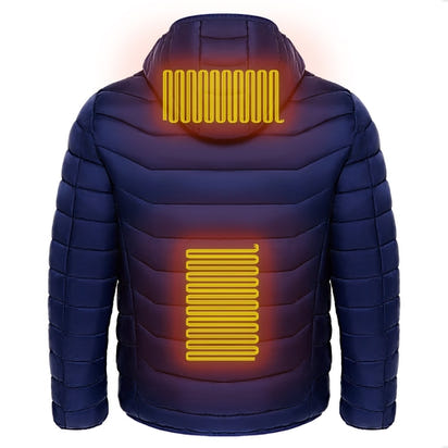 Men Heated Puffer Jacket Electric Heating Coat Insulated Hood