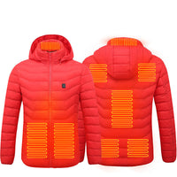 Men Heated Puffer Jacket Electric Heating Coat Insulated Hood