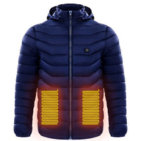 Men Heated Puffer Jacket Electric Heating Coat Insulated Hood