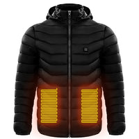 Men Heated Puffer Jacket Electric Heating Coat Insulated Hood