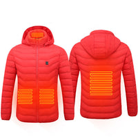 Men Heated Puffer Jacket Electric Heating Coat Insulated Hood